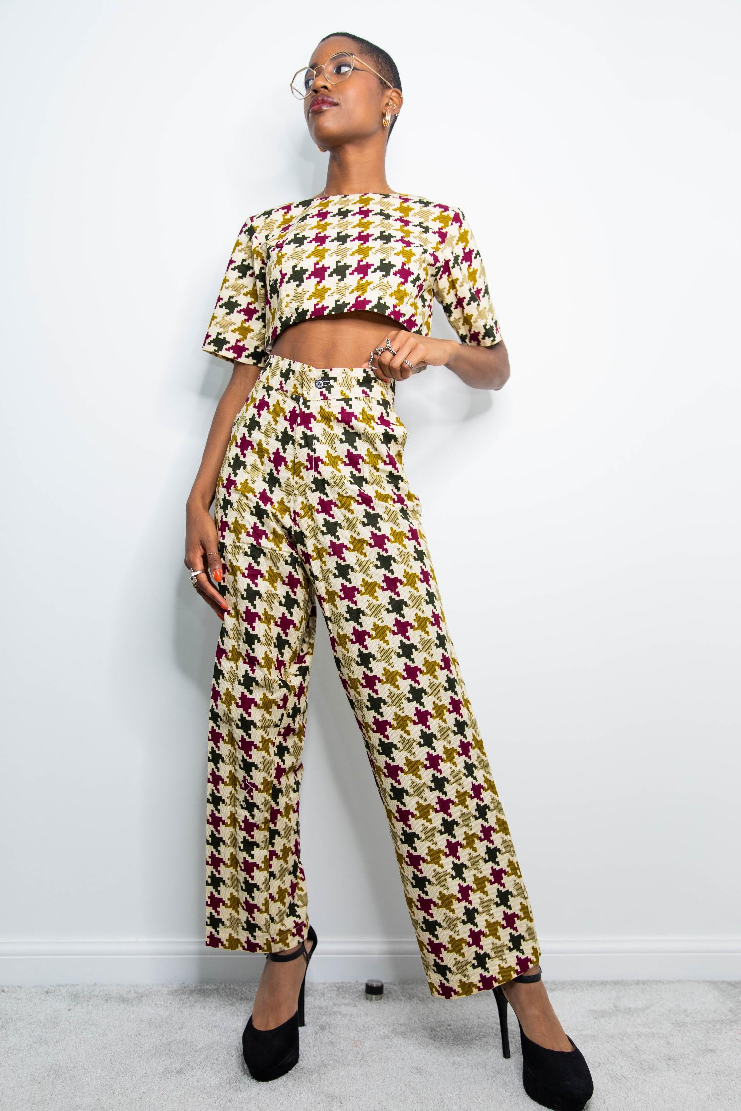 Buy Saaksha  Kinni Black Satin Grid Print Trouser Online  Aza Fashions