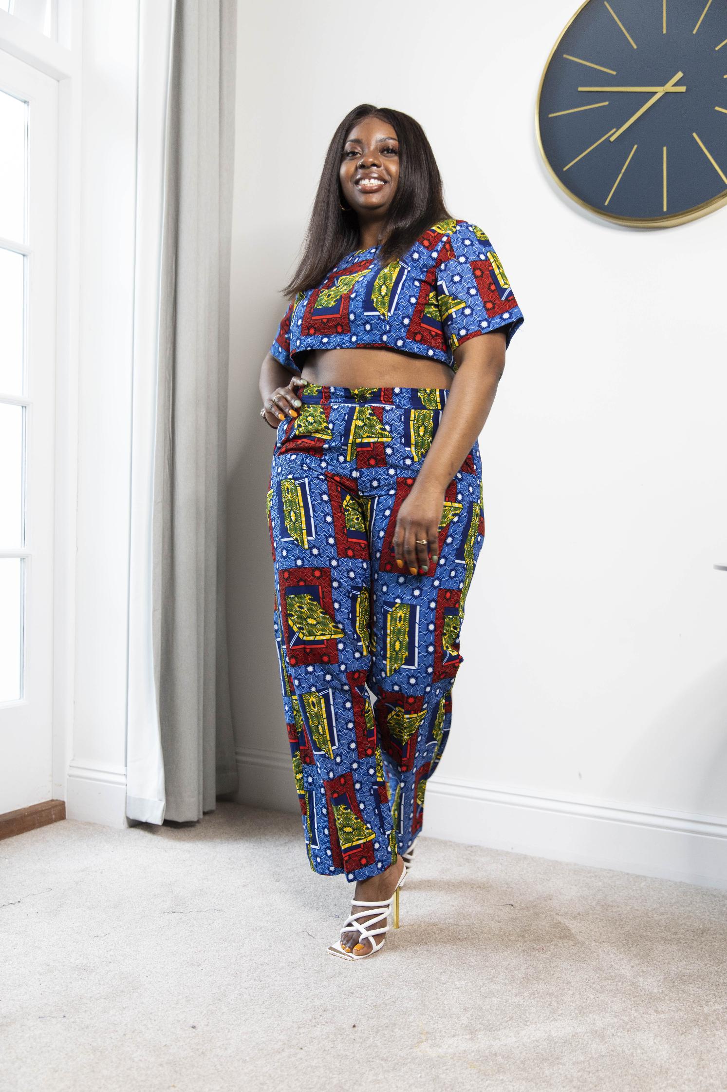 African print store pants plus size